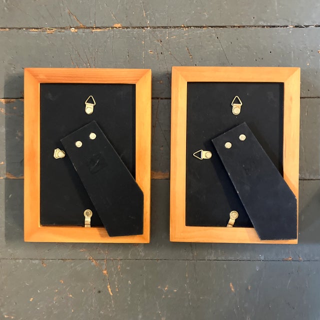 Contemporary Original Wayne Cunningham Small Abstract Collages Tabletop Wood Frames-A Pair For Sale - Image 4 of 5