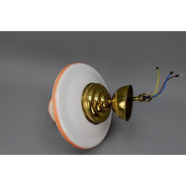 Art Deco White Glass and Brass Pendant Light, Germany, 1930s For Sale - Image 17 of 18