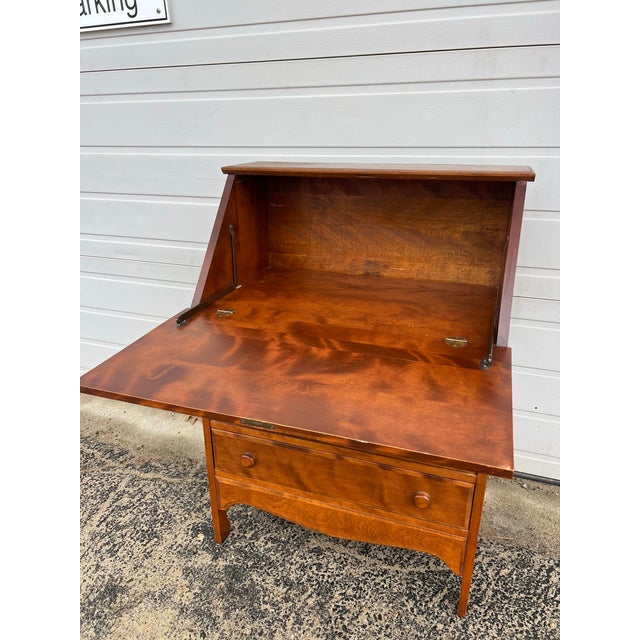 Vintage Maple Drop-Front Secretary Desk With Three Drawers For Sale - Image 11 of 12
