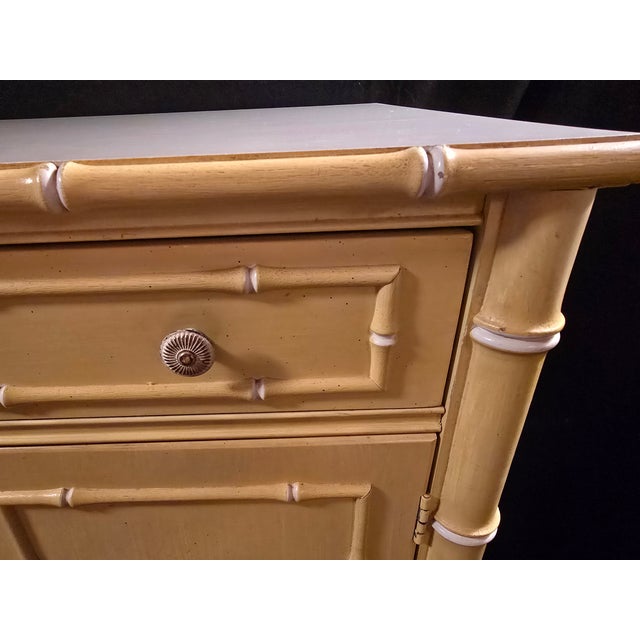 Thomasville 1970s Thomasville Allegro Yellow Faux Bamboo Cabinet, Attributed For Sale - Image 4 of 14