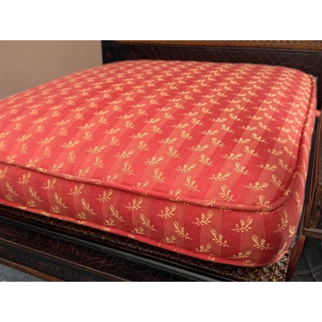 Wood Vintage Baker Milling Road Lacquered Cane Armchair With Upholstered Cushion For Sale - Image 7 of 10