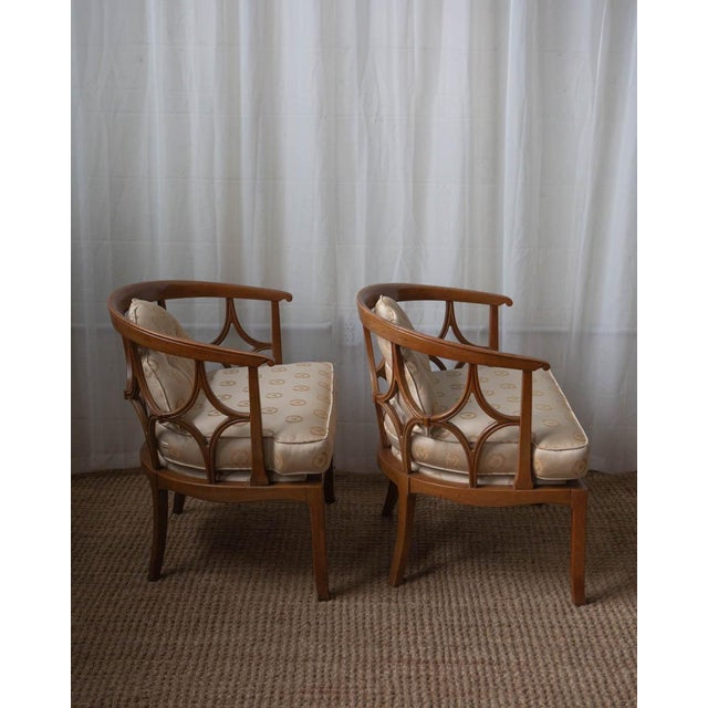 Ivory Mid-Century Modern Attributed to Billy Haines Fruitwood Lounge Chairs - A Pair For Sale - Image 8 of 15