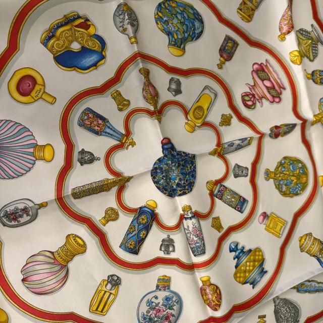 2000 - 2009 An Iconic 2000s Qu'importe Le Flacon Silk Skarf by Caterine Baschet for Hermès For Sale - Image 5 of 15