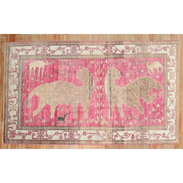 Zabihi Collection Pink Komodo Dragon Armenian Rug For Sale - Image 10 of 12