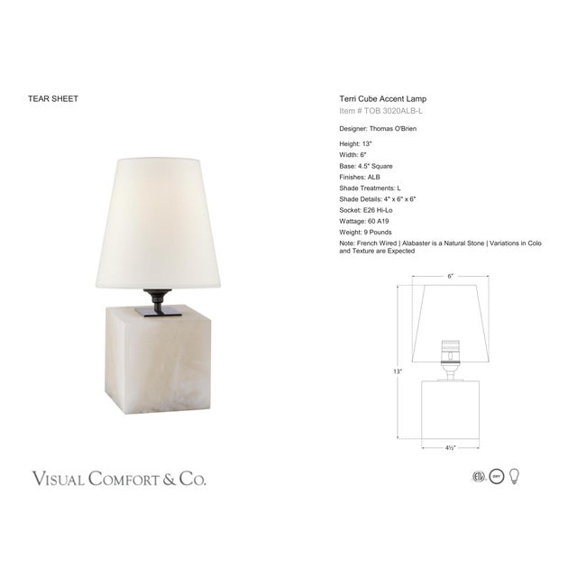 Thomas O'Brien by Visual Comfort Signature Terri Cube Accent Lamp in Alabaster with Linen Shade Designer: Thomas O'Brien...