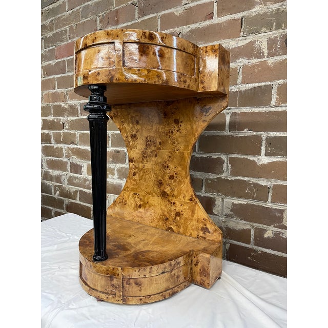 1920's style Art Deco side table with hourglass figure and fluted column.