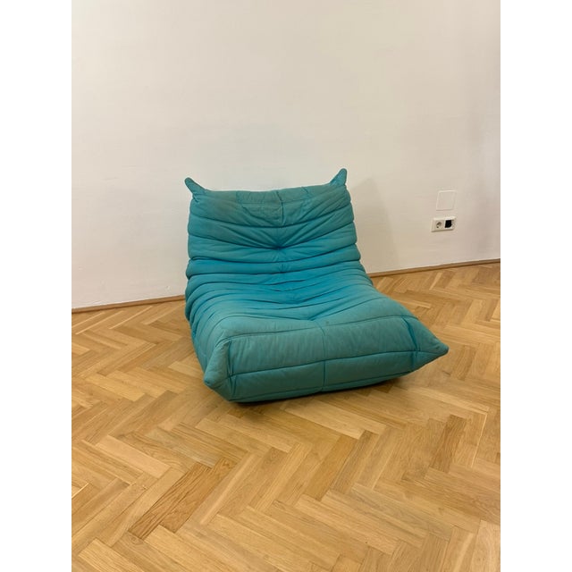 Turquoise Togo Armchair by Michel Ducaroy for Ligne Roset, 1970s, in Good conditions. Designed 1970 to 1979 This piece has...