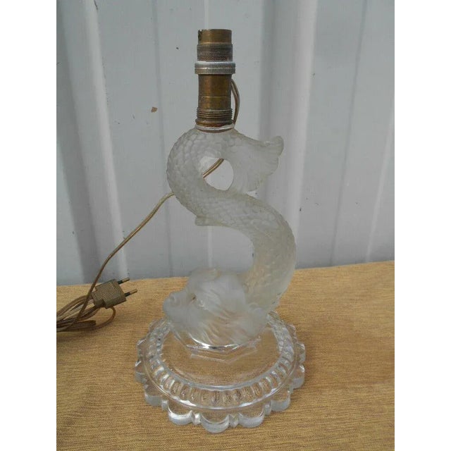 1940s French Hollywood Regency Crystal Sea Creature Table Lamp, Signed by Baccarat For Sale - Image 9 of 9