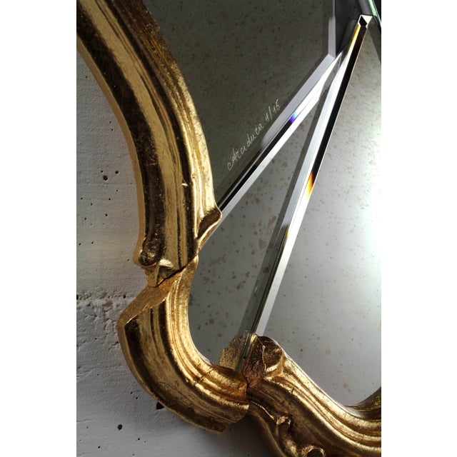 Contemporary Arciduca Wall Mirror with Gold-Plated Wooden Frame by Barberini & Gunnell For Sale - Image 3 of 9