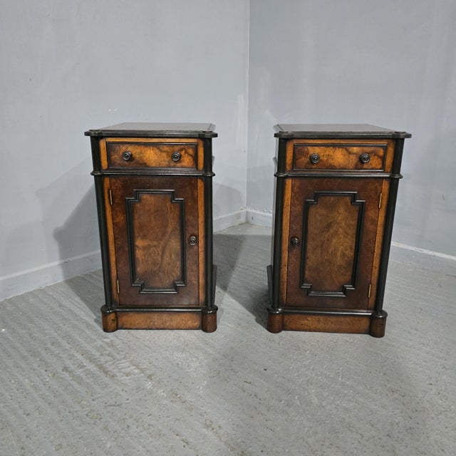 Burr Walnut Bedside Cabinets, 1920s, Set of 2 For Sale - Image 9 of 9