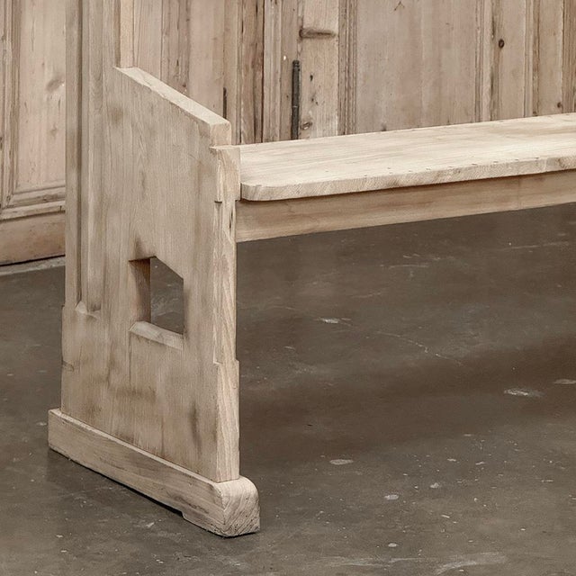 Wood 19th Century Gothic Revival Stripped Oak Church Bench For Sale - Image 7 of 18