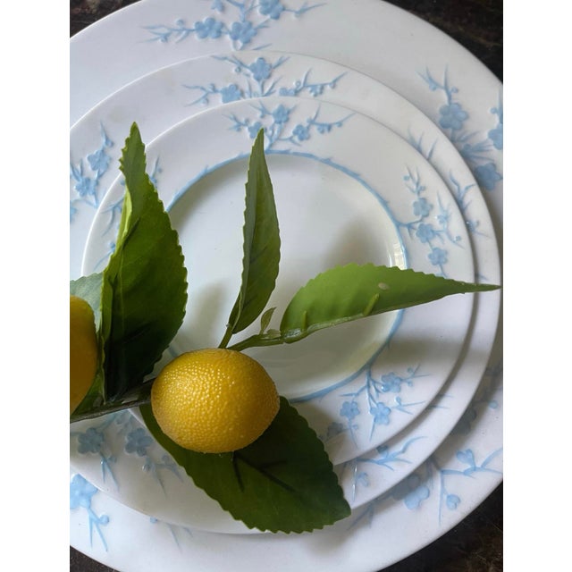 English Early 20th Century Large 15” Platter Spode Blanche De Chine Cherry Blossom English Ironstone Grand Millennial Decor For Sale - Image 3 of 9