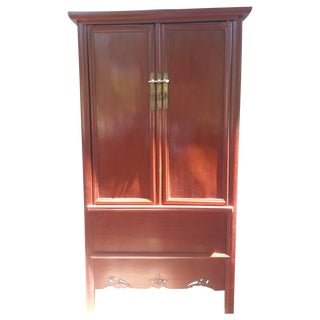 Antique Chinese Ox Blood Red Armoire For Sale