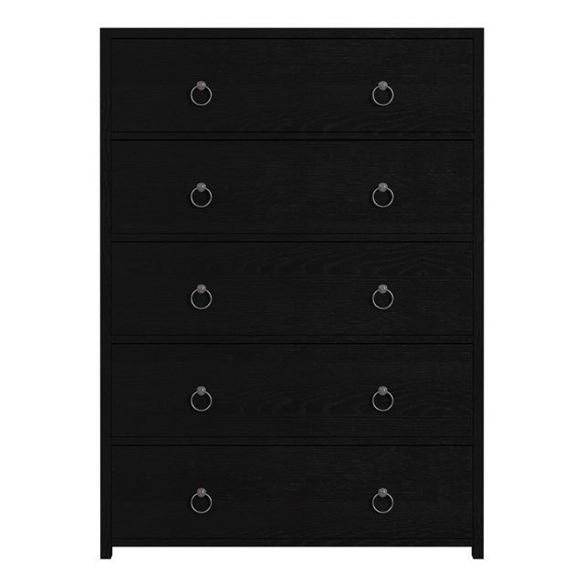Spritely Home Accent Furniture Lark 36 in. W Rectangular Wood 5 Drawer Dresser/Chest of Drawers, Washed Black For Sale - Image 4 of 8