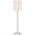 AERIN by Visual Comfort Signature Shae 65" Sculpted Floor Lamp in Gilded Iron with Linen Scallop Shade For Sale
