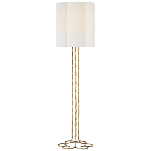 AERIN by Visual Comfort Signature Shae 65" Sculpted Floor Lamp in Gilded Iron with Linen Scallop Shade