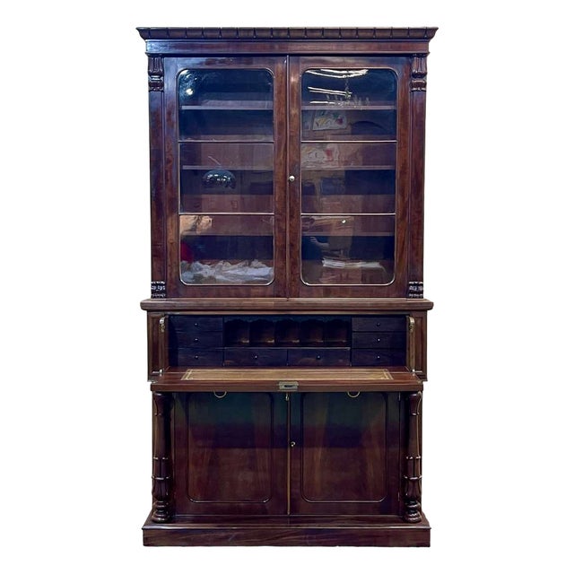 Victorian Mahogany Secretary Bookcase For Sale