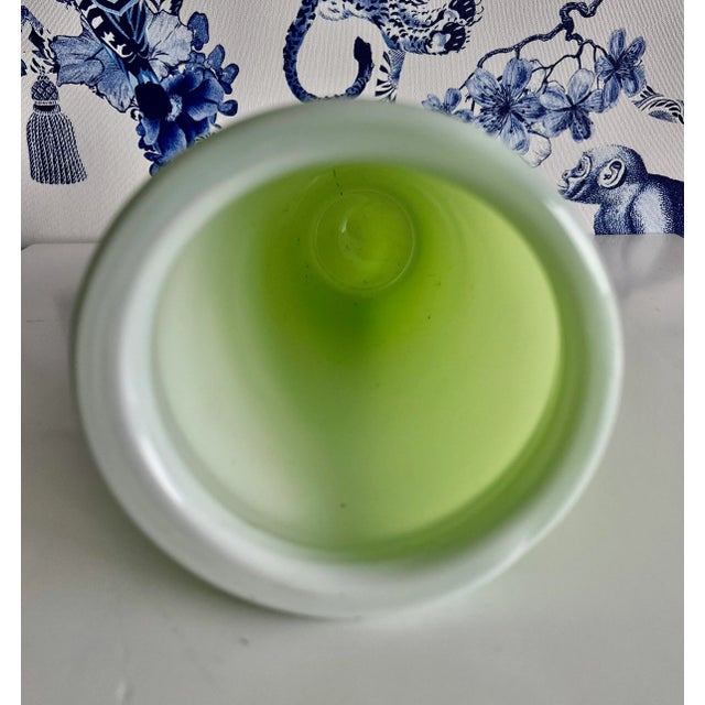 Glass 1990s Handblown Lime Green Glass Vase For Sale - Image 7 of 8