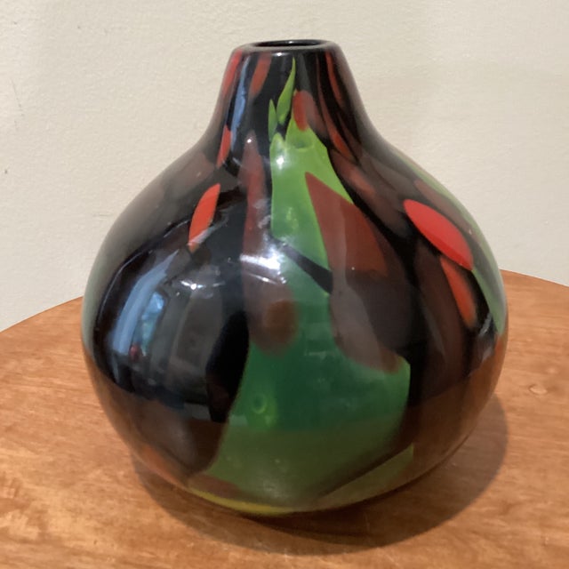 Mid 20th Century Abstract Multicolored Art Glass Vase Murano