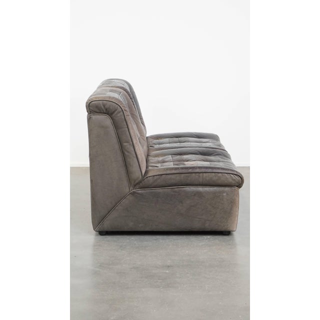 1980s Grey Leather Modular Sofa and Ottoman, 1970s, Set of 3 For Sale - Image 5 of 18