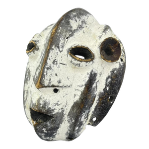 Early 20th Century Lengola Wood Mask with Kaolin Pigment