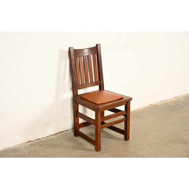 Limbert Antique Mission Oak Arts & Crafts Side Chair or Dining Chair, Circa 1910 For Sale - Image 12 of 12