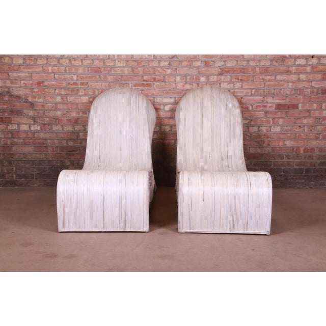 Betty Cobonpue Sculptural Split Reed Rattan Chaise Lounges, Pair For Sale In South Bend - Image 6 of 12