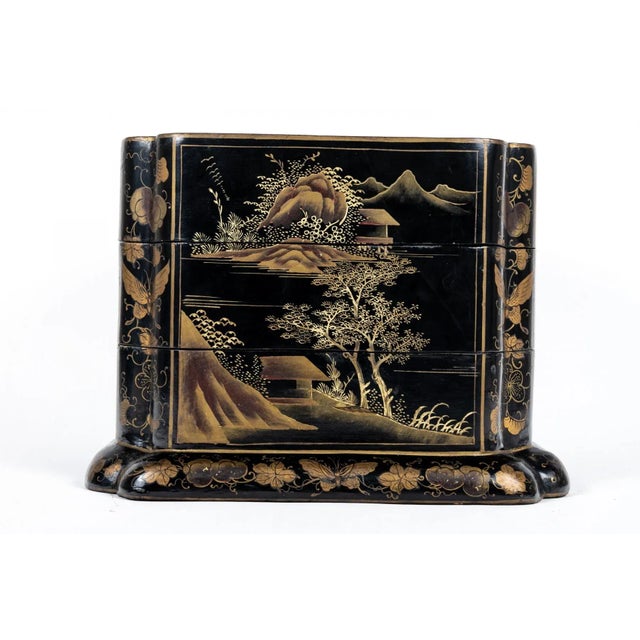Mid 20th Century Vintage Chinese Lacquered Three-Part Lidded Box For Sale - Image 11 of 11