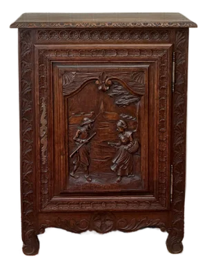 Antique French Breton Jam Cabinet Cupboard Storage Drawer Carved Oak 19th C