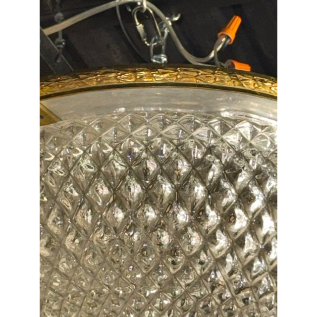Early 20th Century Early 20th Century French Cut Glass and Gilt Brass Flush Mount Chandelier For Sale - Image 5 of 5