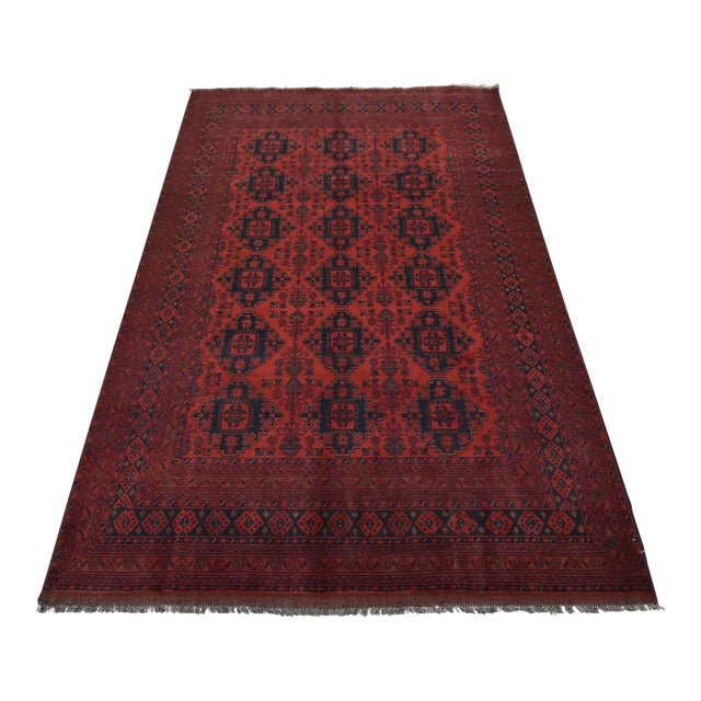 Turkmen Rug 6’10” X 10’2” Red Wool Tribal Hand-Knotted Oriental Carpet For Sale