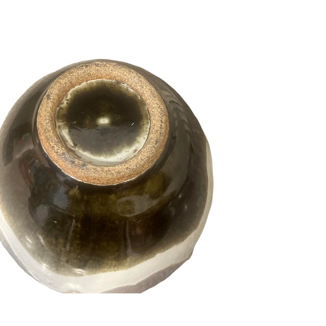 Mid Century Modern Vintage Ceramic Large Studio Pottery Drip Glaze Stoneware Vase For Sale In Palm Springs - Image 6 of 8