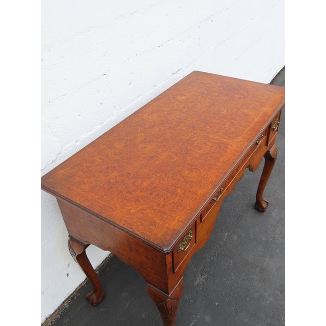 Early 1900s Ball and Claw Feet Burlwood Writing Office Desk 6392 For Sale - Image 10 of 18