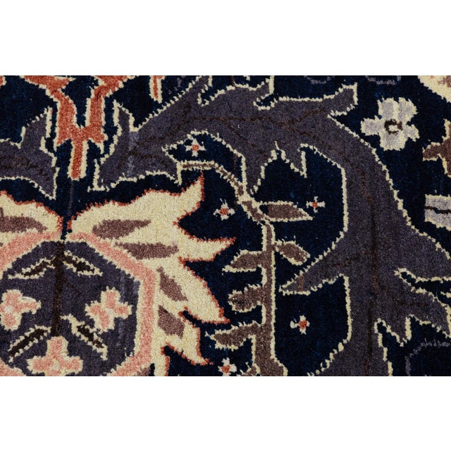 Vintage Persian Sultanabad Style Hand-Knotted Wool Area Rug – Navy & Terracotta For Sale - Image 4 of 11
