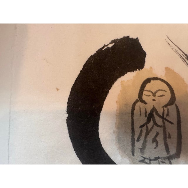 1980s Tengaro Ito Signed Ink Enso and Jizo Minimalist Zen Painting For Sale In Atlanta - Image 6 of 8