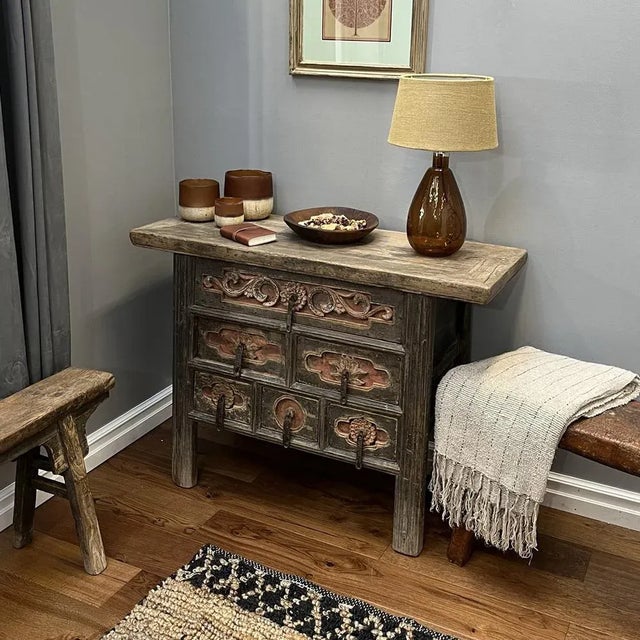 Antique Six-Drawer Carved Coffer For Sale - Image 3 of 7