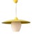 Mid-Century Modern Opaline Glass Pendant Lamp with Yellow Metal Shade For Sale