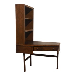 American of Martinsville Rustic Americana 44" Corner Writing Desk W. Bookcase 2301-291 / 2301-382 For Sale
