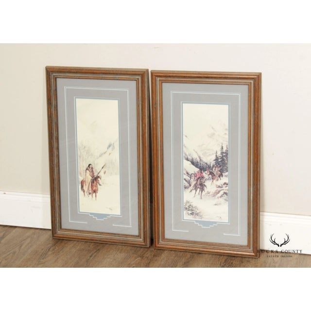 Native American Mary Selfridge Pair Native American Art Prints, Custom Framed For Sale - Image 3 of 12