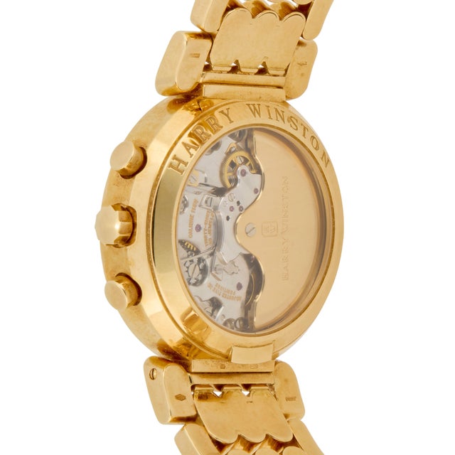 Harry Winston Premier Chronograph 18k Yellow Gold Navy Dial Mens Luxury Watch For Sale - Image 10 of 13