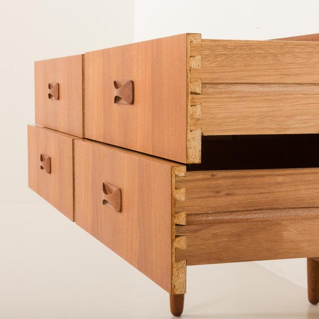 Brown Small Danish Teak Sideboard with 4 Drawers, 1960s For Sale - Image 8 of 11