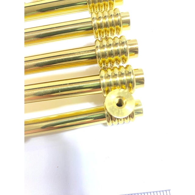 1980s Solid Brass Cabinet Pulls - Vintage Mid Century Drawer Handles - Hardware Set of 10 For Sale - Image 9 of 10