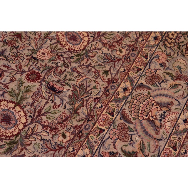 1990s Floral Pak-Persian Taupe/Pink Wool Rug - 9'2'' X 12'7'' For Sale - Image 5 of 8