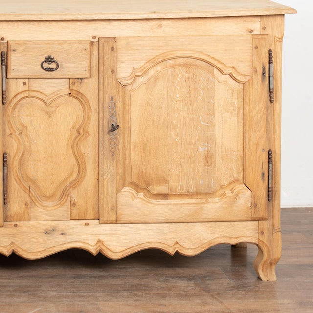 20th Century Long Bleached Oak Sideboard Buffet From Belgium For Sale - Image 15 of 16