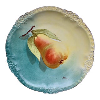 Antique Ls and S Limoges France Hand Painted Pear Plate Signed Eva For Sale