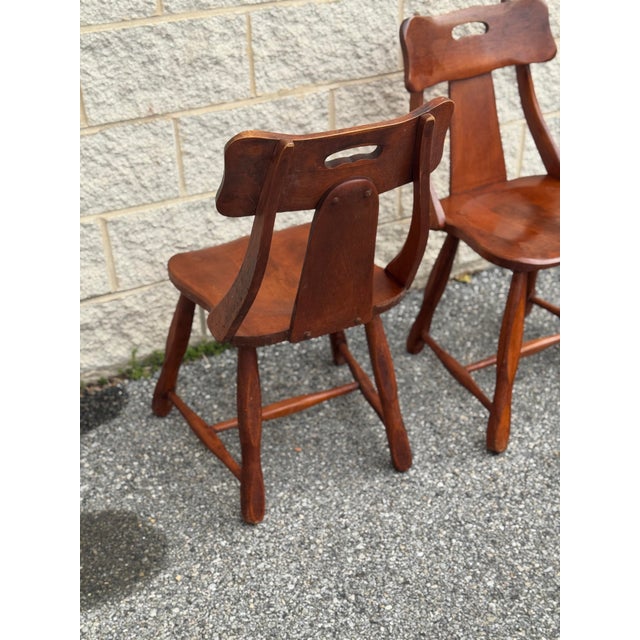 Late 20th Century Pair of Mid-Century Cushman-Style Solid Wood Side Chairs For Sale - Image 5 of 12