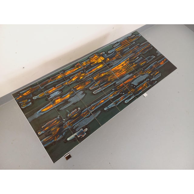 Vintage Coffee Table in Ceramic, Chrome Metal and Wood, 1960s For Sale - Image 10 of 18
