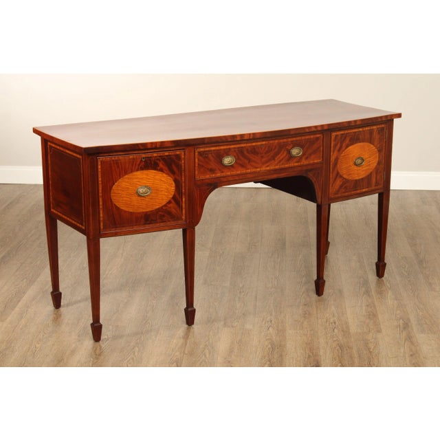 High Quality Antique 19th Century Inlaid Mahogany Sideboard with Two Dovetailed Drawers, Including Wine Drawer, and...