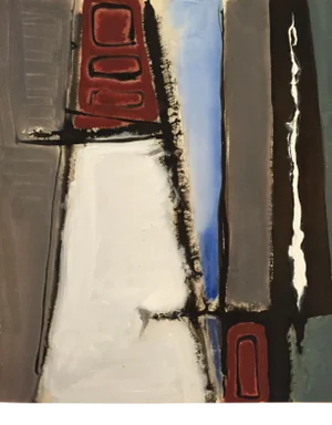 "Rectangle" 1950s Abstract Gouache Painting San Francisco Artist