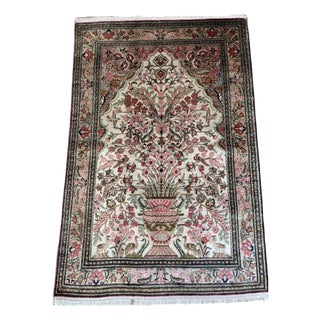 Ghom Silk Oriental Rug in 100% Silk, 1980s For Sale